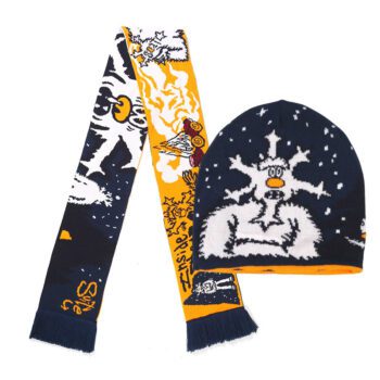 custom double sided jacquard knit beanie scarf set