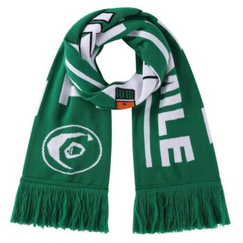 custom jacquard knit football scarf with fringes 1