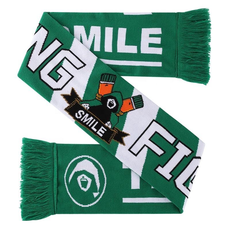 custom jacquard knit football scarf with fringes custom jacquard knit football scarf with fringes