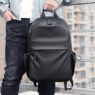 custom logo classic black mens oxford laptop backpack 5