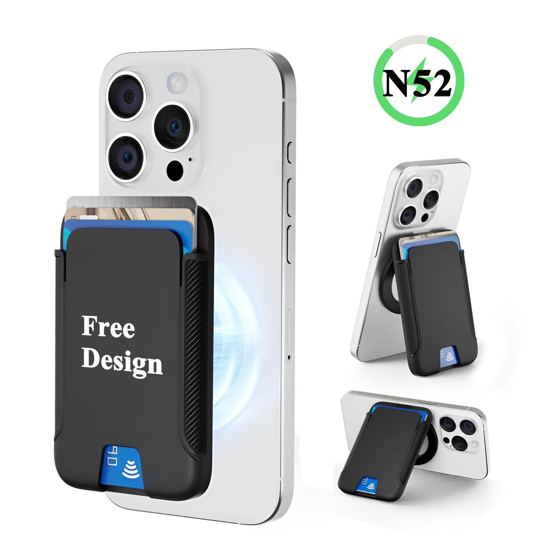 n52 magnetic phone wallet card holder stand with 3 card capacity n52 magnetic phone wallet card holder stand with 3 card capacity