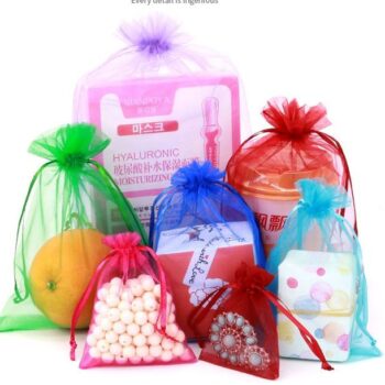 25 colors wholesale custom logo small mini jewelry gift bag large clear organza mesh drawstring bag