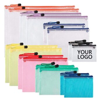 Custom logo waterproof clear transparent a4 a5 a6 poly plastic slider zipper envelope sewed pvc file bag file folder