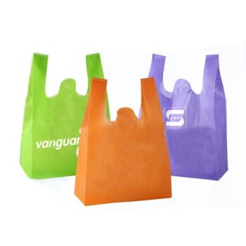 Customized logo supermarket non-woven vest grocery bag nonwoven t shirt bag non woven shopping bag