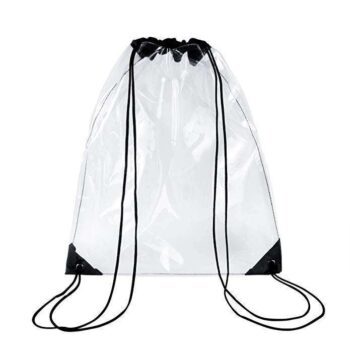 Customized logo waterproof plastic transparent sport storage bag clear gym fitness pvc drawstring backpack