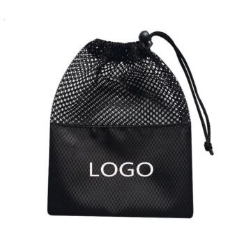 In stock hot sale customized logo printing mesh bag splicing bundle polyester satin drawstring tote bag