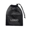 In stock hot sale customized logo printing mesh bag splicing bundle polyester satin drawstring tote bag