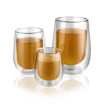 New arrival glass coffee mugs, double wall insulated borosilicate glass cups set custom logo