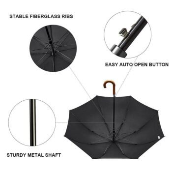 Strong extra large automatic promotional business windproof waterproof customized golf stick straight umbrella with logo