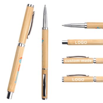 Wholesale high quality advertisement wooden bamboo gel ink pen with printed logo