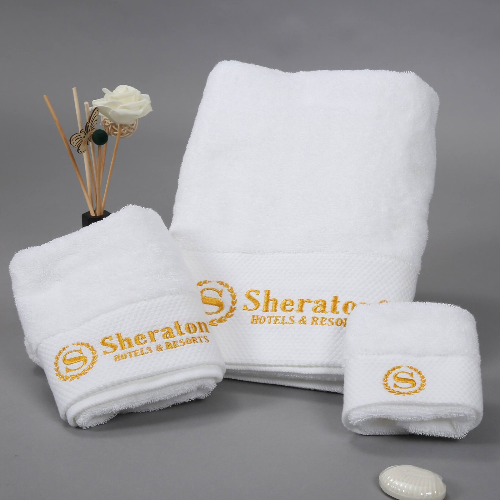 custom logo embroidered 3 piece linen set for hospitality custom logo embroidered 3 piece linen set for hospitality