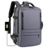custom logo expandable pu leather business laptop backpack 3