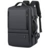 custom logo expandable pu leather business laptop backpack