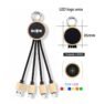 eco friendly bamboo 3 in 1 keychain cable with light up logo 2