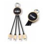 eco friendly bamboo 3 in 1 keychain cable with light up logo